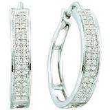 0.20 Carat (ctw) 10k White Gold Round Diamond Ladies Micro Pave Hoop Earrings
