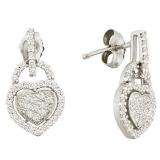 0.33 Carat (ctw) 10k White Gold Round White Diamond Ladies Heart Shape Drop Earring