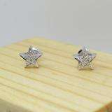 0.05 Carat (ctw) 10k White Gold Brilliant White Diamond Ladies Cluster Star Earrings