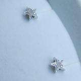 0.05 Carat (ctw) 10k White Gold Brilliant White Diamond Ladies Cluster Star Earrings