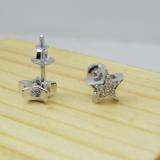 0.05 Carat (ctw) 10k White Gold Brilliant White Diamond Ladies Cluster Star Earrings