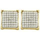 0.33 Carat (ctw) 10k Yellow Gold White Diamond Ladies Square Shape Stud Earrings