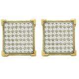 0.33 Carat (ctw) 10k Yellow Gold Round White Diamond Ladies Square Shape Stud Earrings