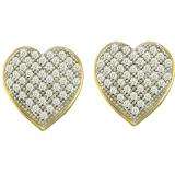 0.25 Carat (ctw) 10k Yellow Gold Brilliant White Diamond Ladies Heart Shape Stud Earrings
