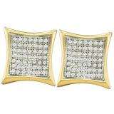 0.33 Carat (ctw) 10k Yellow Gold Round White Diamond Ladies Micro Pave Kite Shape Stud Earrings