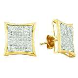 0.50 Carat (ctw) 10k White Gold Round White Diamond Ladies Micro Pave Kite Shape Stud Earrings