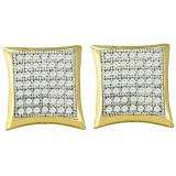 0.33 Carat (ctw) 10k Yellow Gold Round White Diamond Ladies Micro Pave Kite Shape Stud Earrings