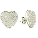 0.50 Carat (ctw) 10k White Gold Round White Diamond Ladies Micro Pave Heart Shape Stud Earrings