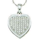 0.20 Carat (ctw) 10k White Gold Brilliant White Diamond Ladies Micro Pave Heart Pendant