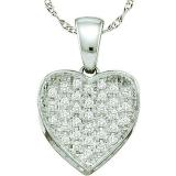 0.10 Carat (ctw) 10k White Gold Brilliant White Diamond Ladies Heart Pendant
