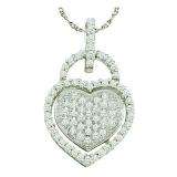 0.25 Carat (ctw) 10k White Gold Round Diamond Ladies Heart Pendant