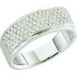 0.50 Carat (ctw) 10k White Gold Round White Diamond Ladies Micro Pave Wedding Anniversary Band