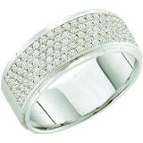 0.50 Carat (ctw) 10k White Gold Round White Diamond Ladies Micro Pave Wedding Anniversary Band