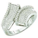 0.50 Carat (ctw) 10k White Gold Round White Diamond Ladies Micro Pave Right Hand Band