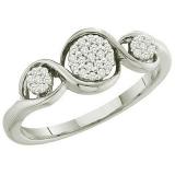 0.12 Carat (ctw) 10k White Gold Brilliant White Diamond Ladies Bridal Engagement Ring