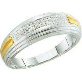 0.10 Carat (ctw) 10k White Gold Brilliant White Diamond Men's Hip Hop Two Tone Wedding Band Ring