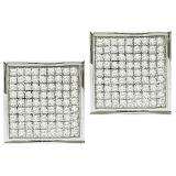 0.05 Carat (ctw) 10k White Gold Round Diamond Ladies Micro Pave Setting Square Shape Stud Earrings