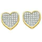 0.25 Carat (ctw) 10k Yellow Gold Round White Diamond Ladies Heart Shape Stud Earrings