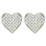 0.33 Carat (ctw) 10k White Gold Round White Diamond Ladies Heart Shape Stud Earrings