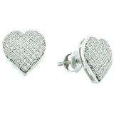 0.33 Carat (ctw) 10k White Gold Round White Diamond Ladies Heart Shape Stud Earrings