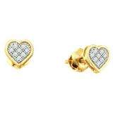 0.33 Carat (ctw) 10k Yellow Gold Round White Diamond Ladies Micro Pave Heart Shape Stud Earrings