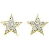 0.25 Carat (ctw) 10k Yellow Gold Brilliant White Diamond Ladies Micro Pave Star Shape Earrings