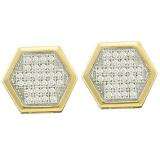 0.20 Carat (ctw) 10k Yellow Gold Brilliant White Diamond Ladies Micro Pave Stud Earrings