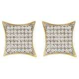0.33 Carat (ctw) 10k Yellow Gold Round White Diamond Ladies Micro Pave Kite Shape Stud Earrings