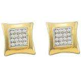 0.10 Carat (ctw) 10k Yellow Gold White Diamond Ladies Micro Pave Setting Kite Shape Stud Earrings