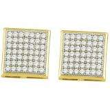 0.33 Carat (ctw) 10k Yellow Gold Brilliant White Diamond Ladies Square Shape Stud Earrings
