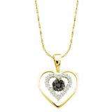 0.25 Carat (ctw) 10k Yellow Gold Black & White Diamond Ladies Cluster Heart Pendant