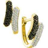 0.50 Carat (ctw) 14k Yellow Gold Round Black & White Diamond Ladies Two Tone Fashion Earrings