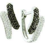 0.50 Carat (ctw) 14k White Gold Round Black & White Diamond Ladies Fashion Earrings