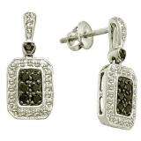 0.50 Carat (ctw) 14k White Gold Black & White Diamond Ladies Fashion Drop Earrings