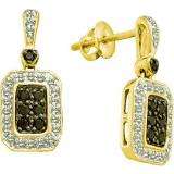 0.50 Carat (ctw) 14k Yellow Gold Black & White Diamond Ladies Fashion Drop Earrings