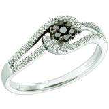 0.25 Carat (ctw) 14k White Gold Round Black & White Diamond Ladies Cluster Flower Engagement Ring