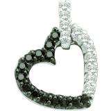 0.26 Carat (ctw) 14k White Gold Black & White Diamond Ladies Heart Pendant