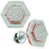 0.30 Carat (ctw) 10k White Gold Round White Diamond Ladies Micro Pave Two Tone Earrings