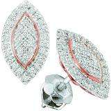 0.20 Carat (ctw) 10k White Gold Brilliant White Diamond Ladies Two Tone Micro Pave Earrings