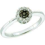 0.25 Carat (ctw) 14k White Gold Black & White Diamond Ladies Engagement Flower Ring