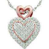 0.15 Carat (ctw) 10k White & Rose Gold White Diamond Ladies Two Tone Micro Pave Heart Pendant