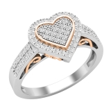 0.30 Carat (ctw) 10k White Gold Brilliant White Diamond Ladies Two Tone Heart Promise Ring