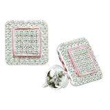 0.30 Carat (ctw) 10k White Gold Round White Diamond Ladies Micro Pave Vintage Style Two Tone Earrings