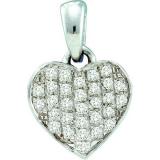 0.10 Carat (ctw) 10k White Gold Brilliant White Diamond Ladies Heart Pendant