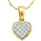 0.05 Carat (ctw) 10k Yellow Gold Round White Diamond Ladies Heart Pendant