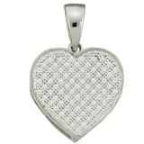 0.05 Carat (ctw) 10k White Gold Round Diamond Ladies Heart Pendant