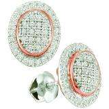 0.25 Carat (ctw) 10k White Gold Round White Diamond Ladies Micro Pave Oval Shape Earrings