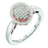 0.20 Carat (ctw) 10k White & Rose Gold White Diamond Ladies Two Tone Oval Shape Engagement Ring