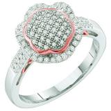 0.33 Carat (ctw) 10k White Gold Round White Diamond Ladies Micro Pave Two Tone Bridal Engagement Ring