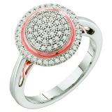0.25 Carat (ctw) 10k White & Rose Gold Brilliant White Diamond Ladies Two Tone Micro Pave Engagement Ring